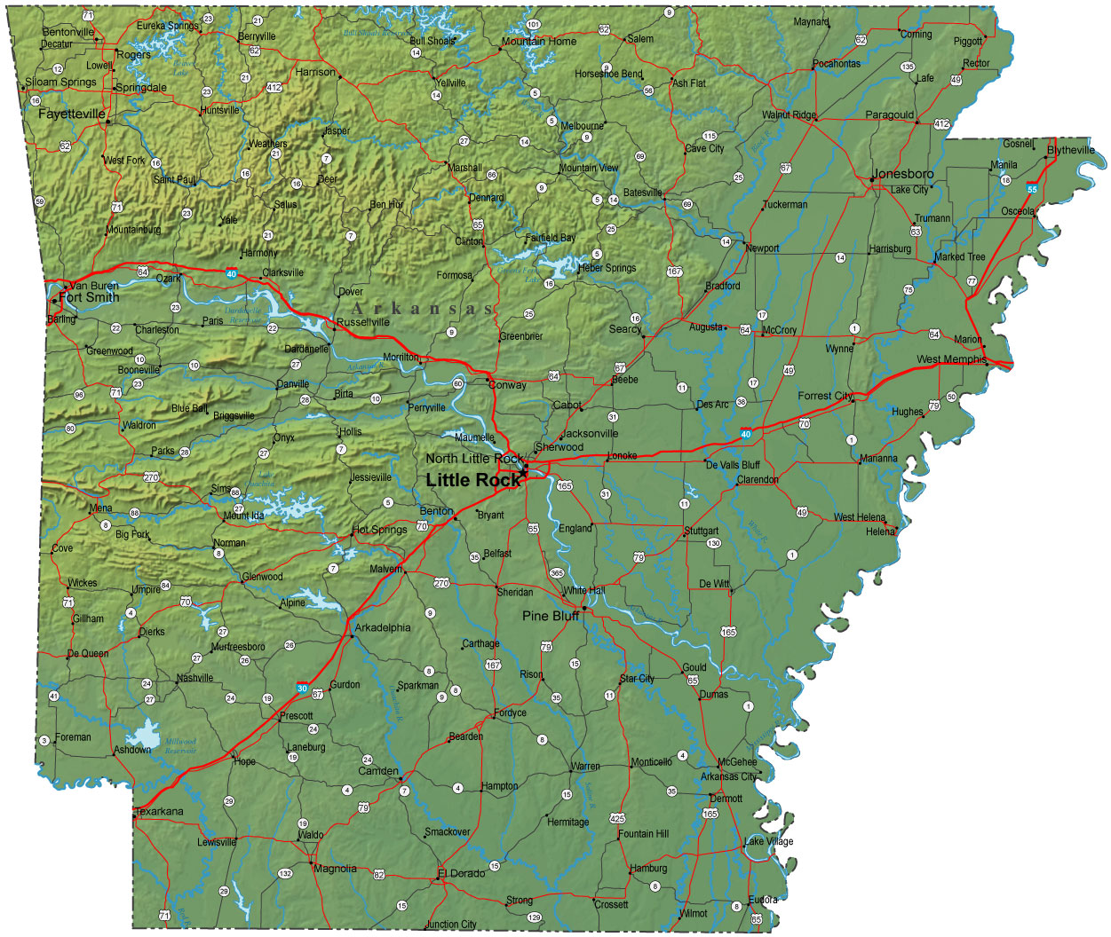 Detailed Roads And Highways Map Of Arkansas State Wit - vrogue.co